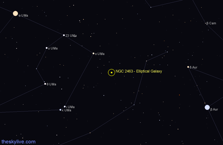 Finder chart NGC 2463 - Elliptical Galaxy in Lynx star
