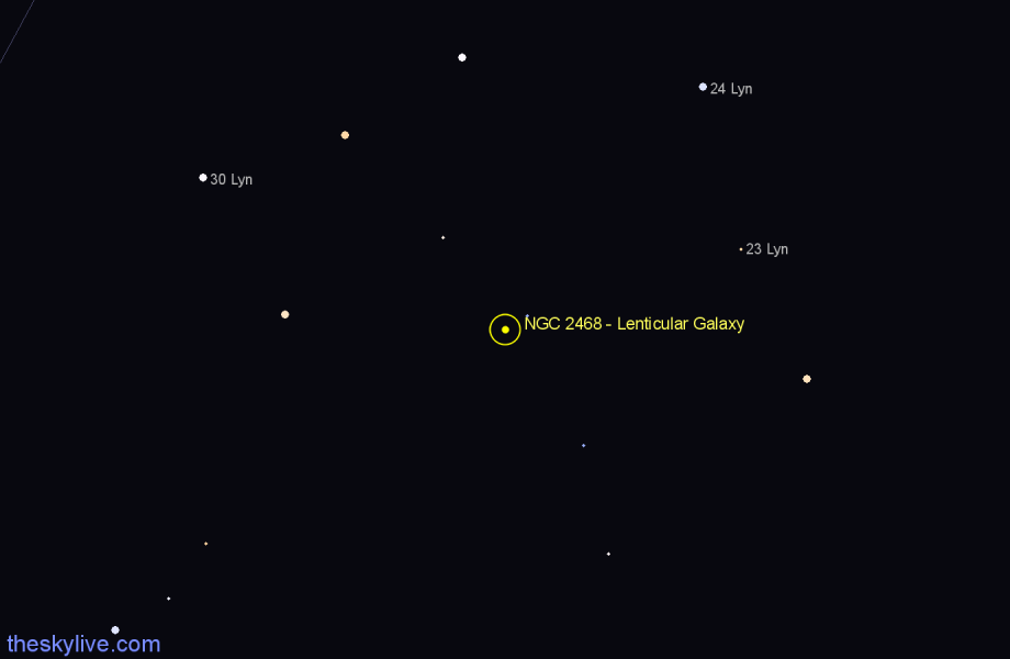 Finder chart NGC 2468 - Lenticular Galaxy in Lynx star