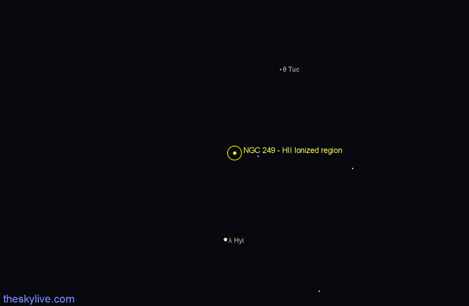 Finder chart NGC 249 - HII Ionized region in Tucana star