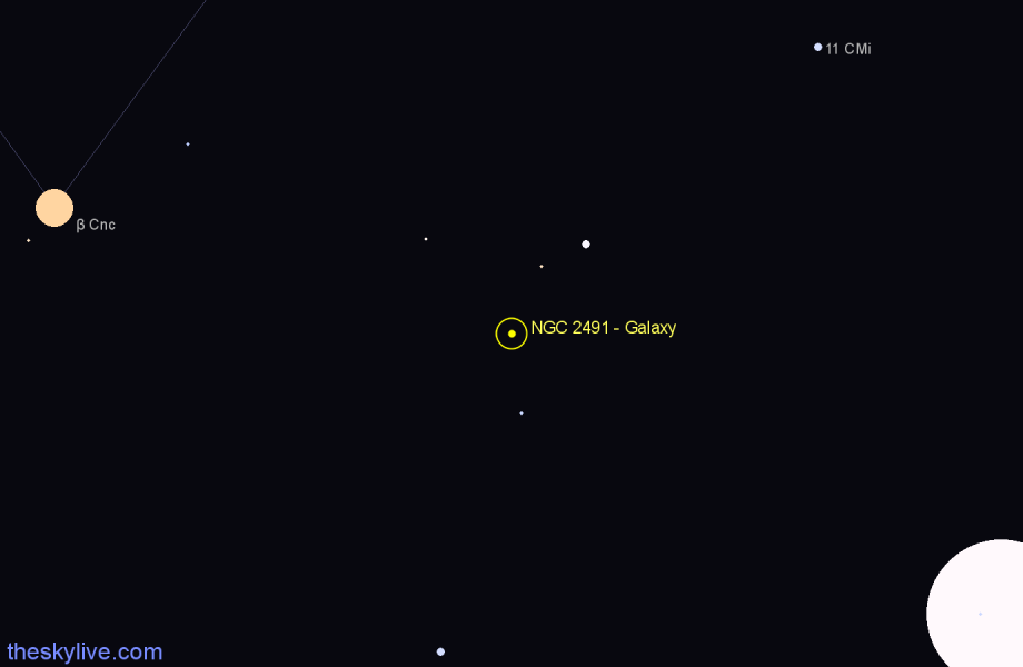 Finder chart NGC 2491 - Galaxy in Canis Minor star