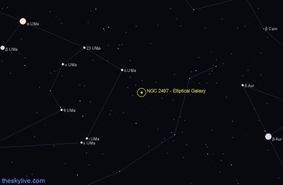 Finder chart NGC 2497 - Elliptical Galaxy in Lynx star
