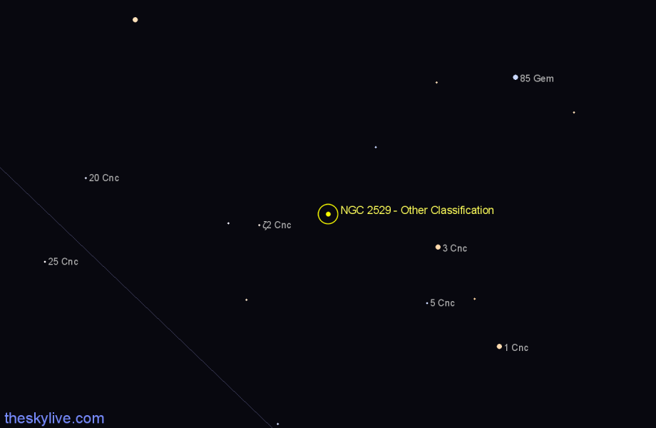 Finder chart NGC 2529 - Other Classification in Cancer star