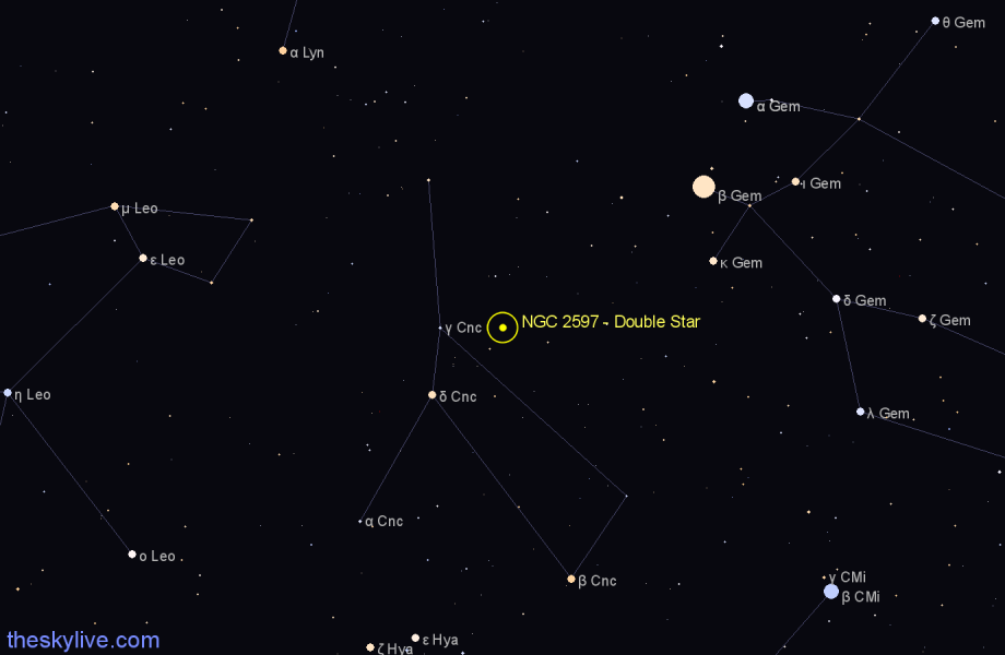 Finder chart NGC 2597 - Double Star in Cancer star
