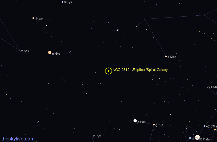 Finder chart NGC 2612 - Elliptical/Spiral Galaxy in Hydra star