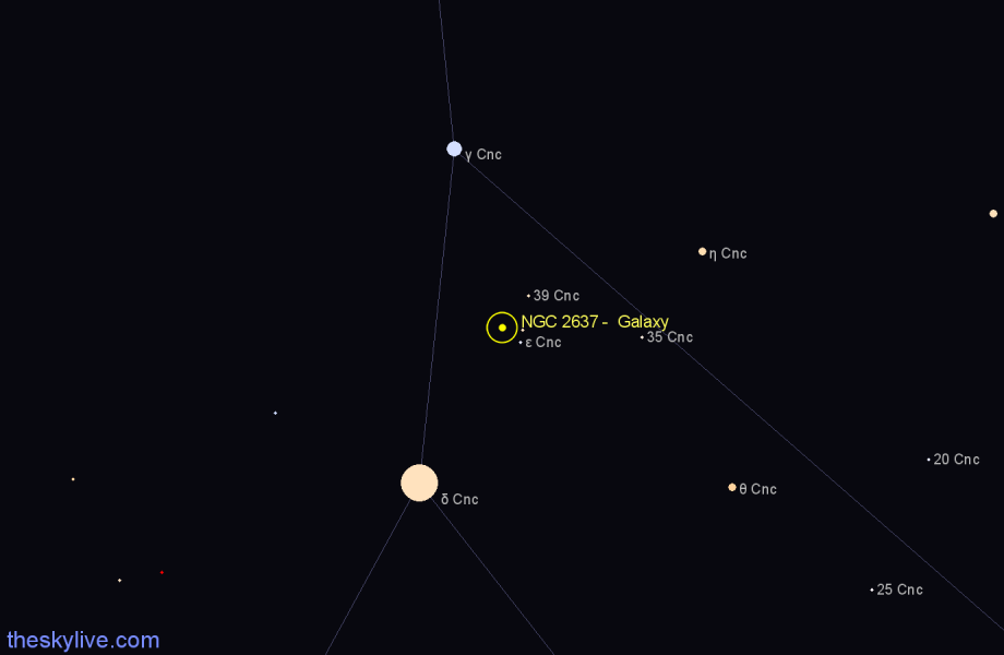 Finder chart NGC 2637 - Galaxy in Cancer star