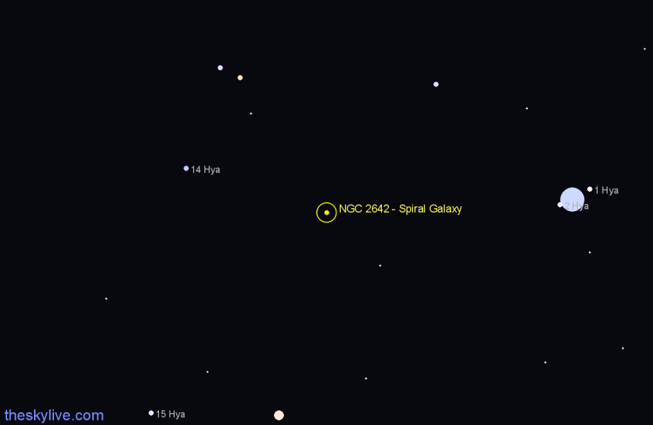 Finder chart NGC 2642 - Spiral Galaxy in Hydra star