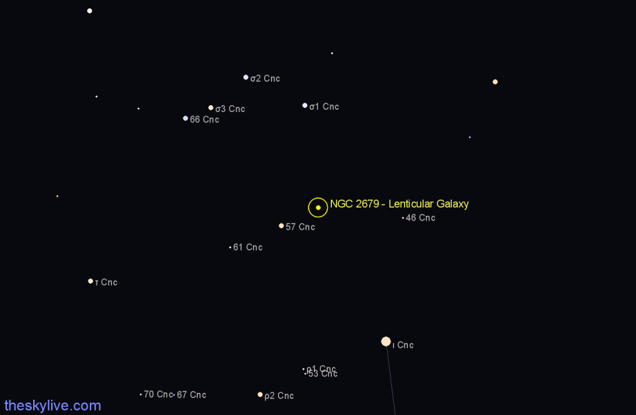 Finder chart NGC 2679 - Lenticular Galaxy in Cancer star