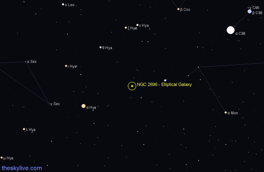 Finder chart NGC 2696 - Elliptical Galaxy in Hydra star