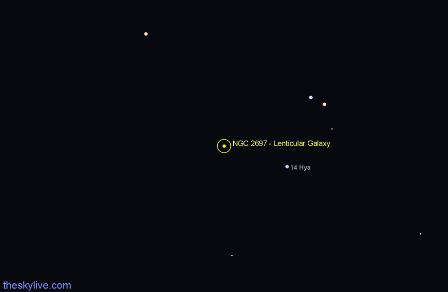 Finder chart NGC 2697 - Lenticular Galaxy in Hydra star