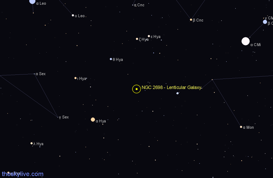 Finder chart NGC 2698 - Lenticular Galaxy in Hydra star