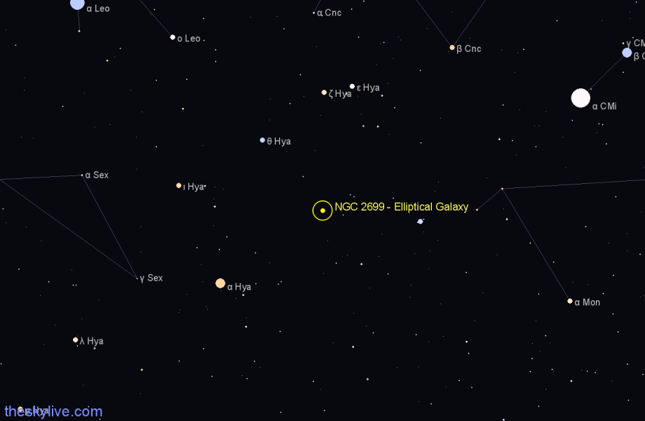 Finder chart NGC 2699 - Elliptical Galaxy in Hydra star