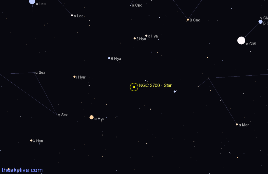 Finder chart NGC 2700 - Star in Hydra star