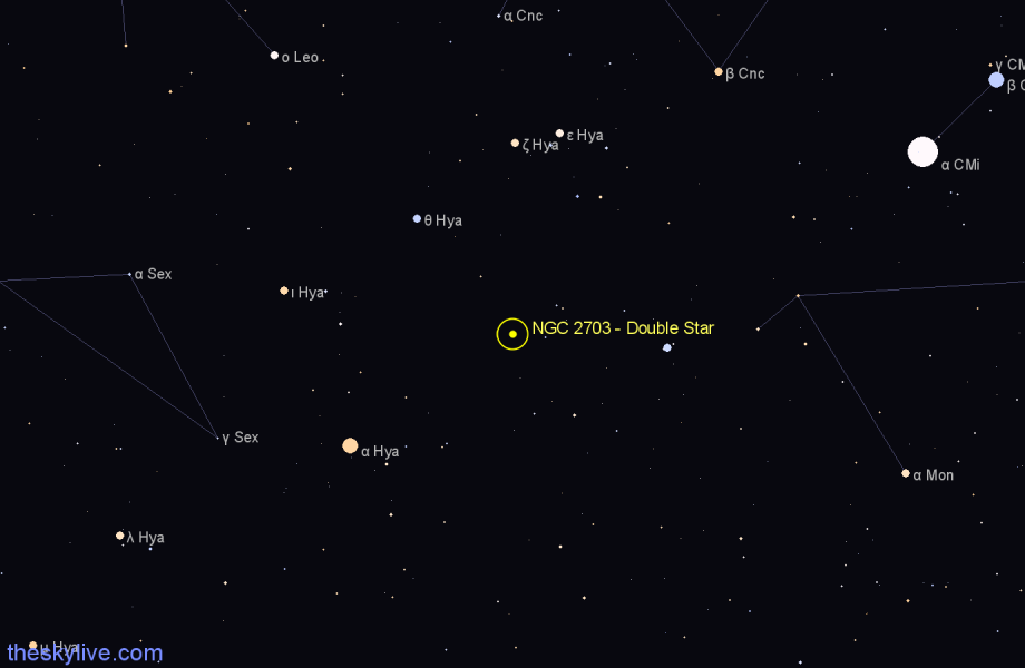 Finder chart NGC 2703 - Double Star in Hydra star