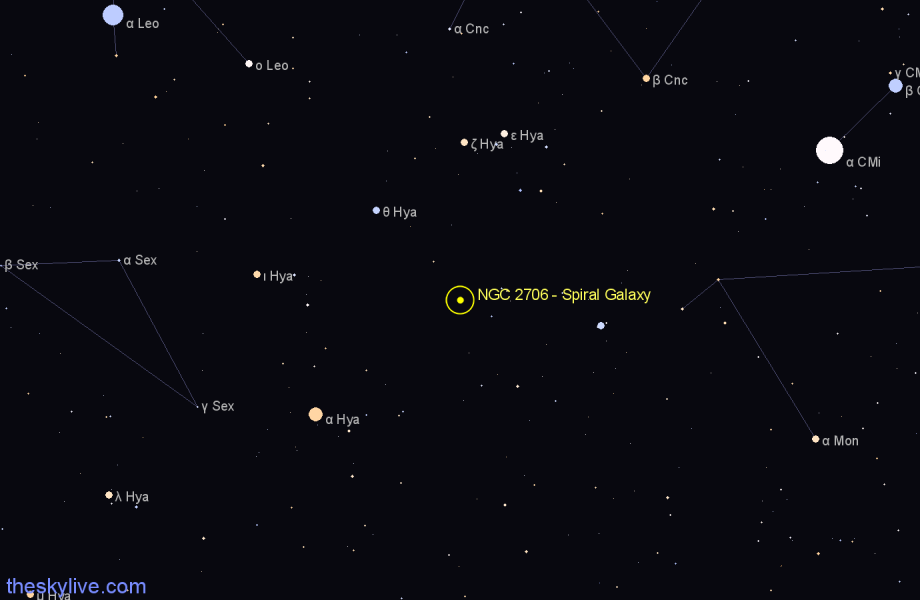 Finder chart NGC 2706 - Spiral Galaxy in Hydra star