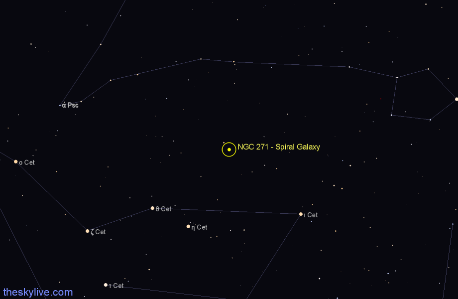 Finder chart NGC 271 - Spiral Galaxy in Cetus star