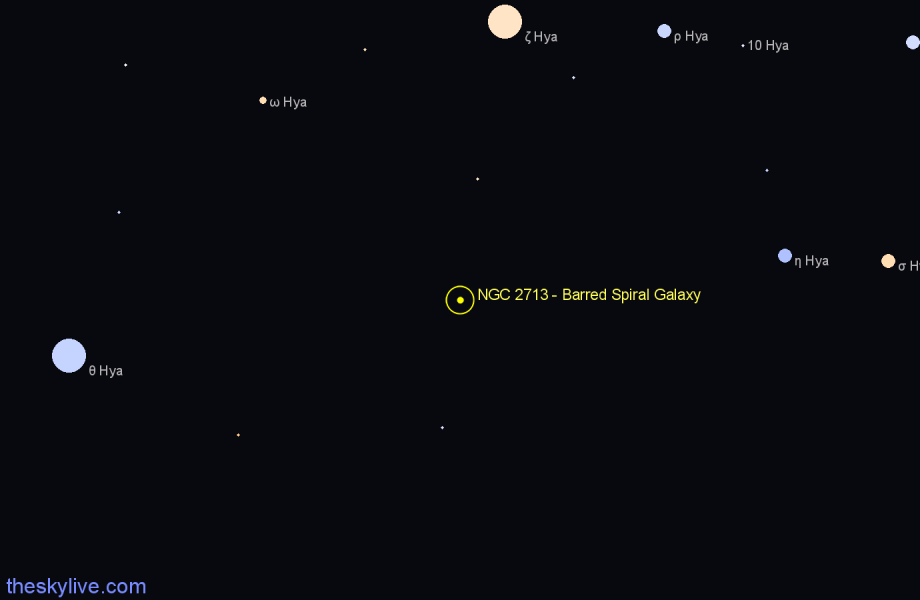 Finder chart NGC 2713 - Barred Spiral Galaxy in Hydra star