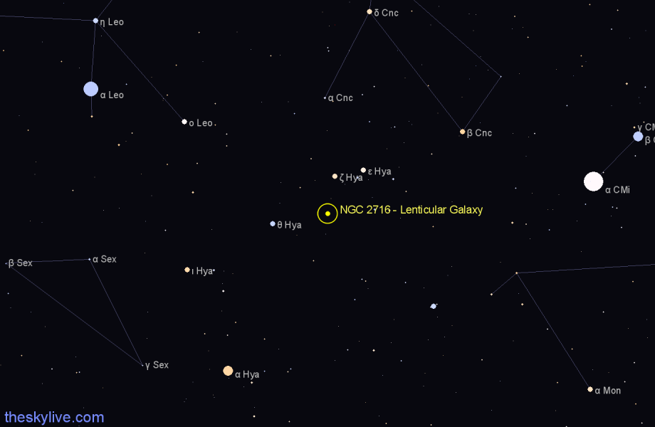Finder chart NGC 2716 - Lenticular Galaxy in Hydra star