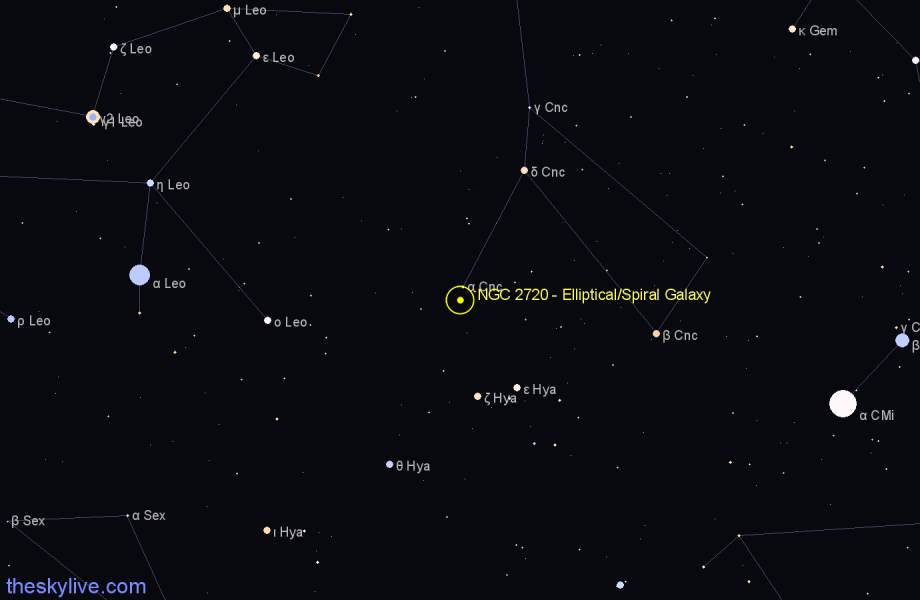 Finder chart NGC 2720 - Elliptical/Spiral Galaxy in Cancer star