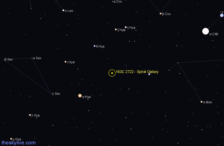 Finder chart NGC 2722 - Spiral Galaxy in Hydra star