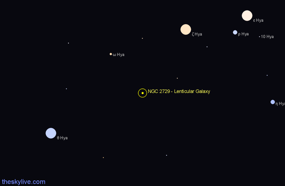 Finder chart NGC 2729 - Lenticular Galaxy in Hydra star
