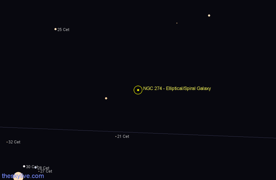 Finder chart NGC 274 - Elliptical/Spiral Galaxy in Cetus star