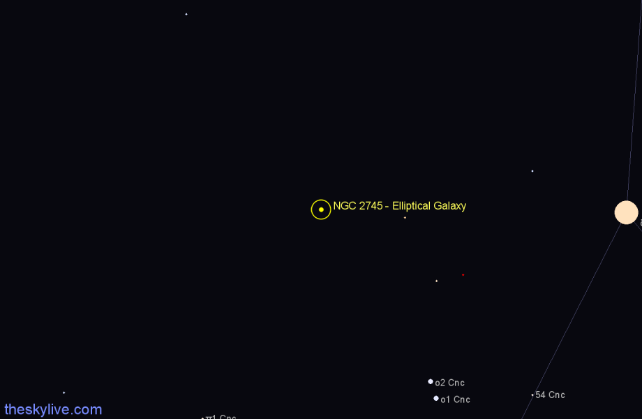 Finder chart NGC 2745 - Elliptical Galaxy in Cancer star