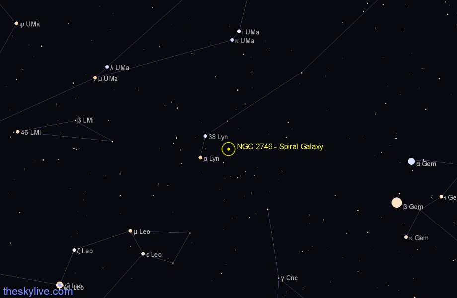 Finder chart NGC 2746 - Spiral Galaxy in Lynx star