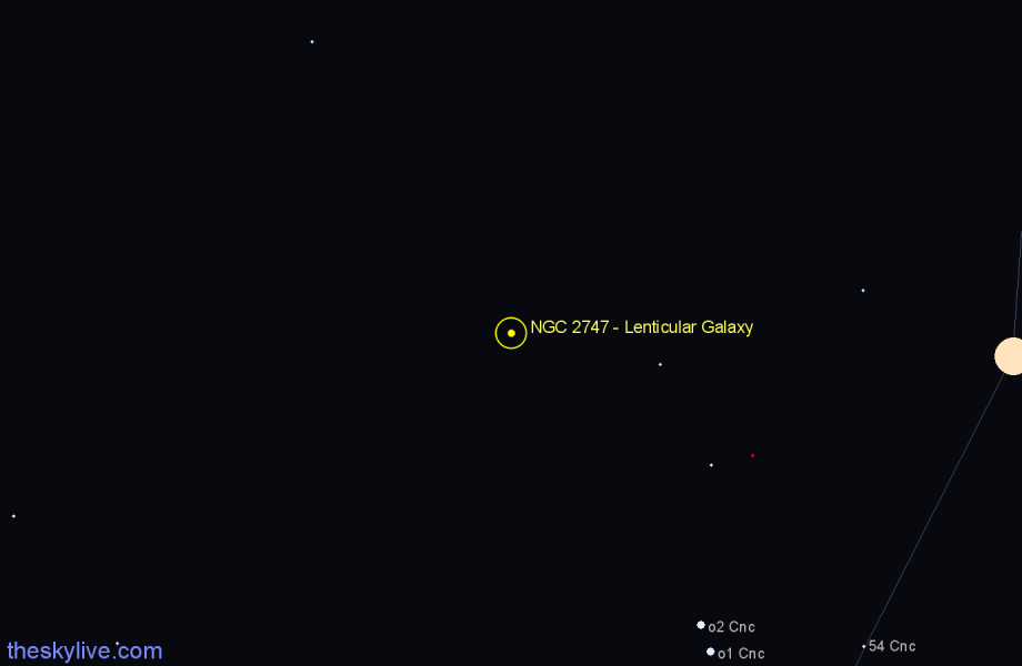 Finder chart NGC 2747 - Lenticular Galaxy in Cancer star