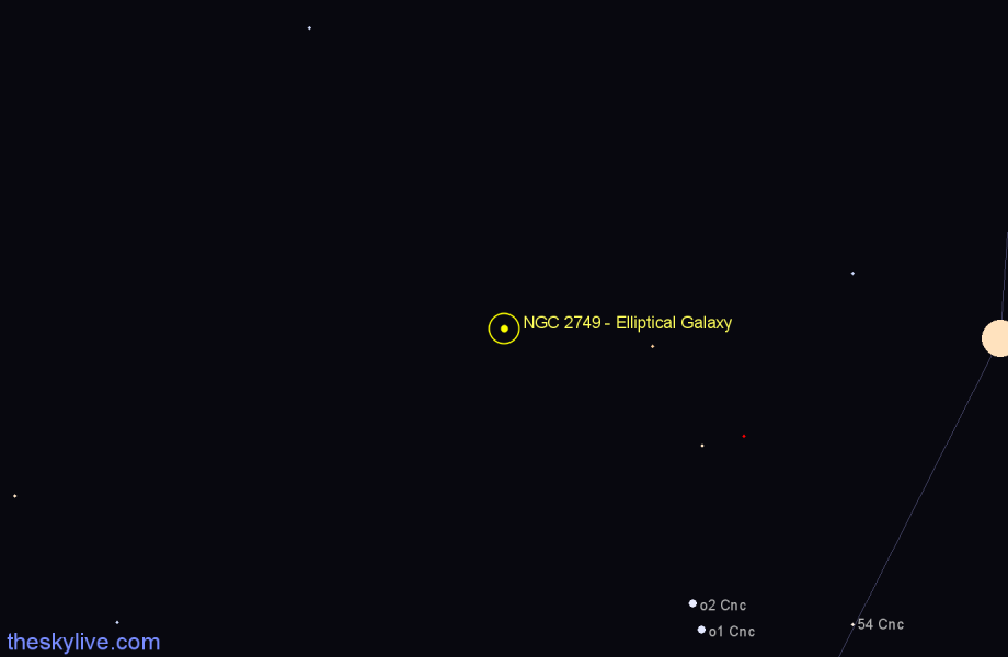 Finder chart NGC 2749 - Elliptical Galaxy in Cancer star