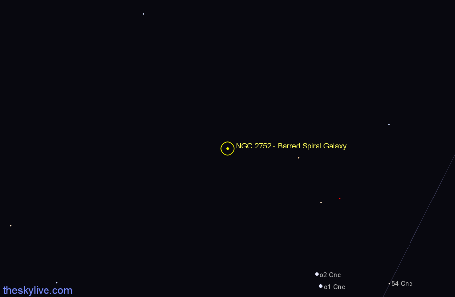 Finder chart NGC 2752 - Barred Spiral Galaxy in Cancer star