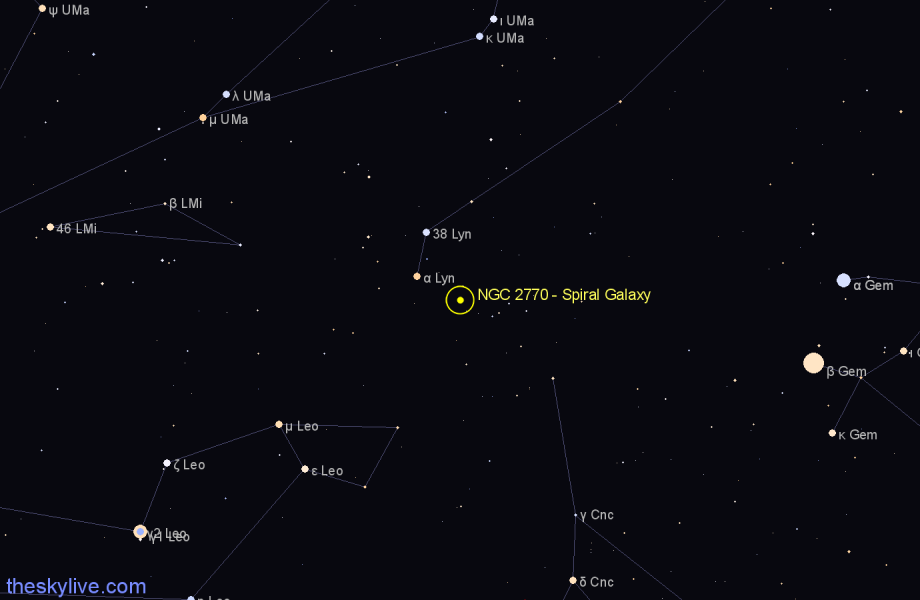 Finder chart NGC 2770 - Spiral Galaxy in Lynx star