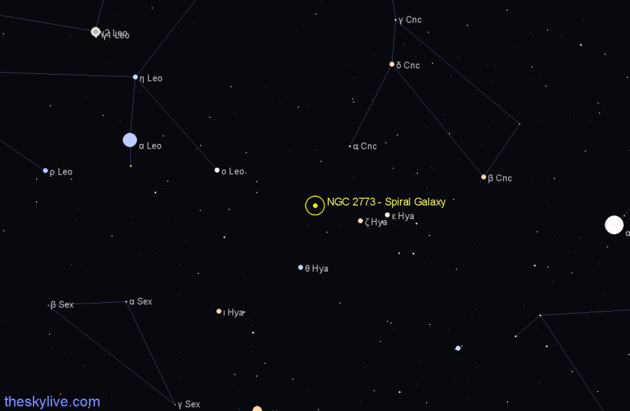 Finder chart NGC 2773 - Spiral Galaxy in Cancer star