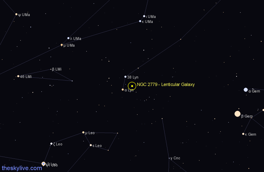 Finder chart NGC 2779 - Lenticular Galaxy in Lynx star