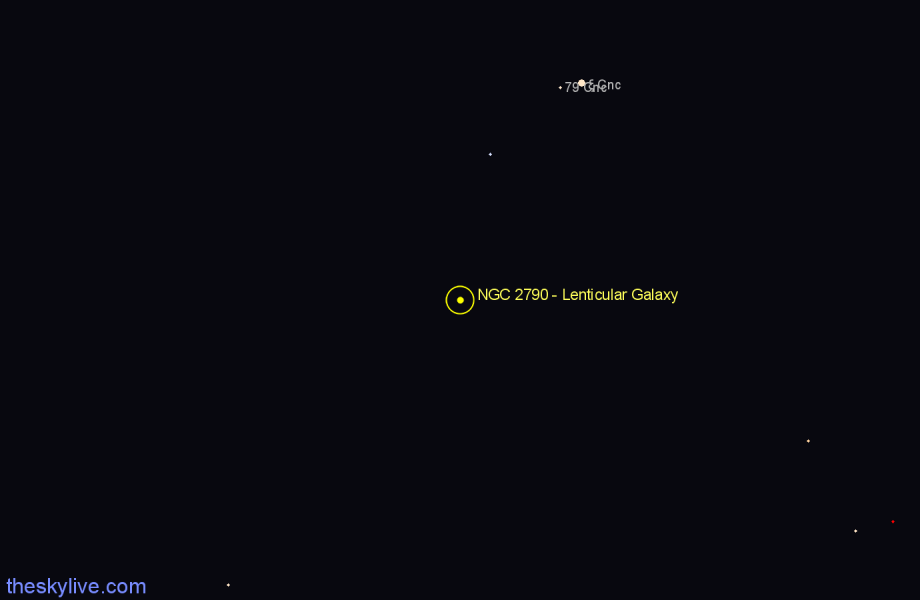 Finder chart NGC 2790 - Lenticular Galaxy in Cancer star