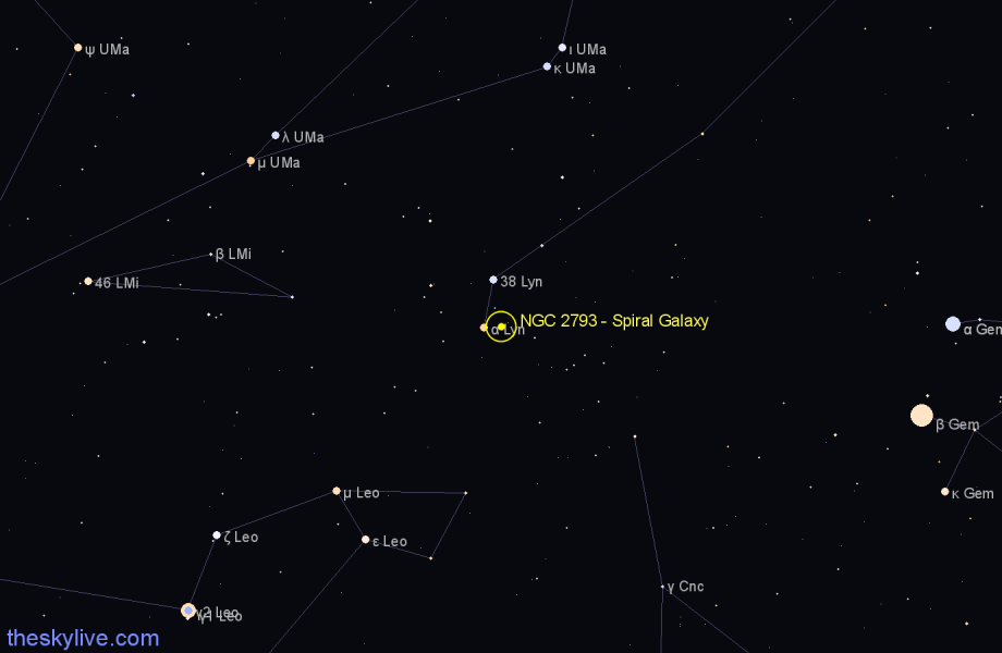 Finder chart NGC 2793 - Spiral Galaxy in Lynx star