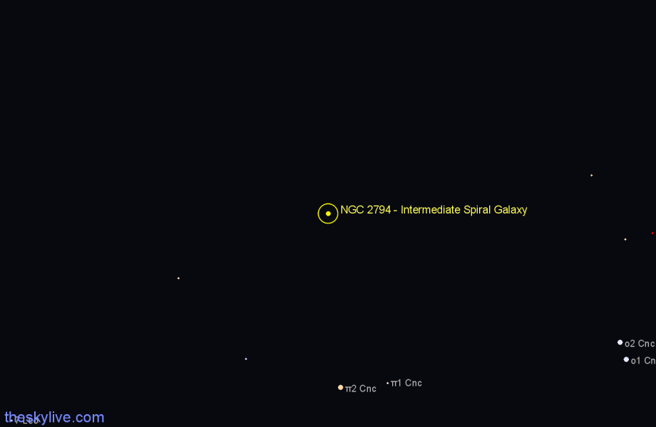 Finder chart NGC 2794 - Intermediate Spiral Galaxy in Cancer star