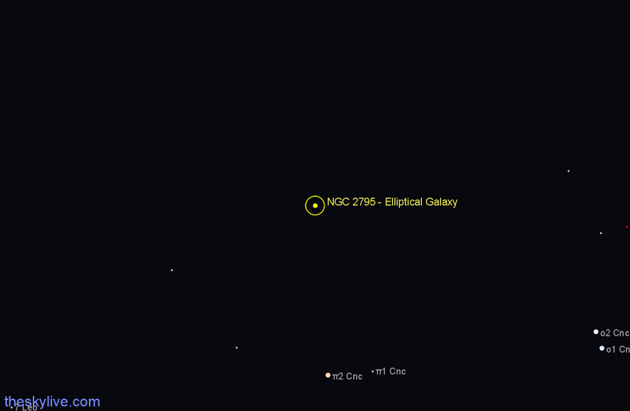 Finder chart NGC 2795 - Elliptical Galaxy in Cancer star