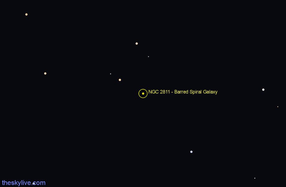 Finder chart NGC 2811 - Barred Spiral Galaxy in Hydra star