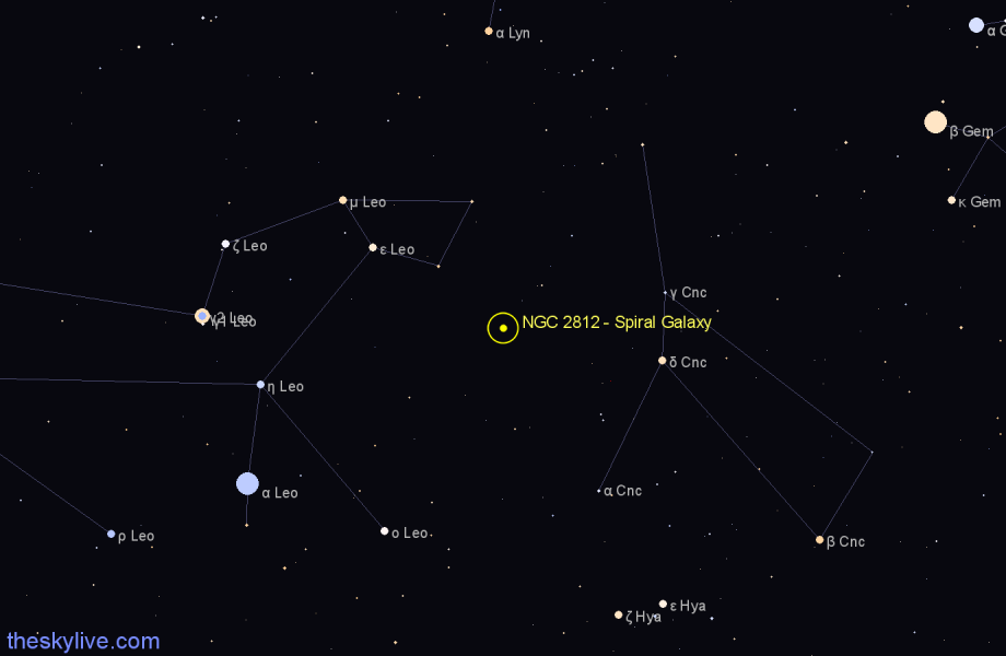 Finder chart NGC 2812 - Spiral Galaxy in Cancer star