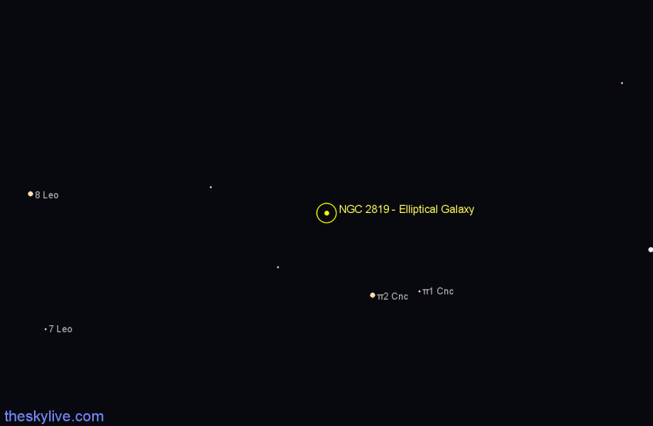 Finder chart NGC 2819 - Elliptical Galaxy in Cancer star