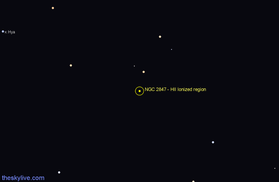 Finder chart NGC 2847 - HII Ionized region in Hydra star