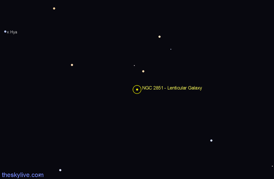 Finder chart NGC 2851 - Lenticular Galaxy in Hydra star