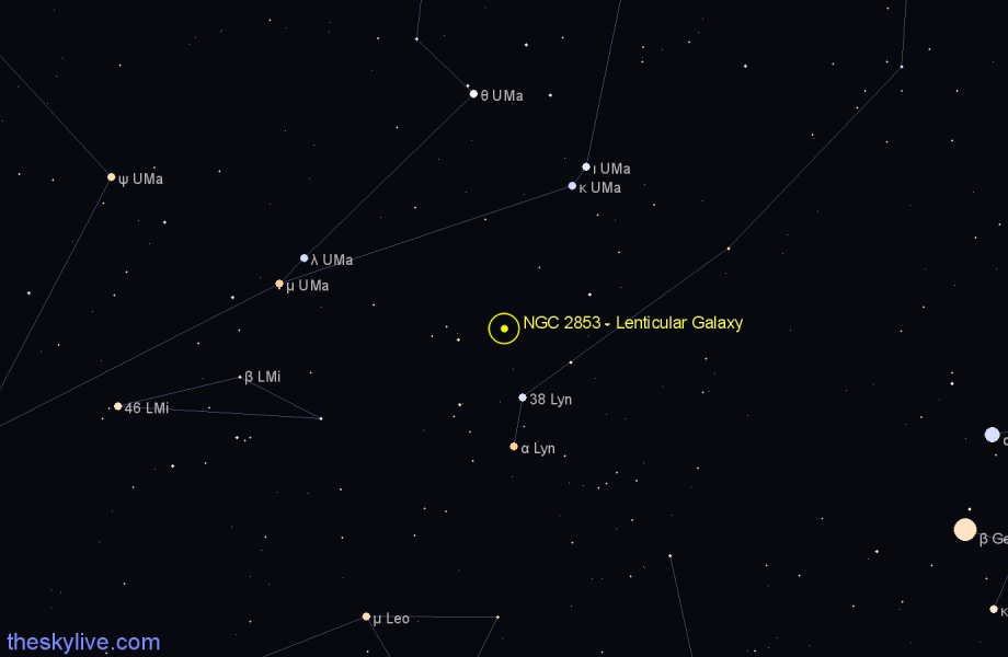 Finder chart NGC 2853 - Lenticular Galaxy in Lynx star