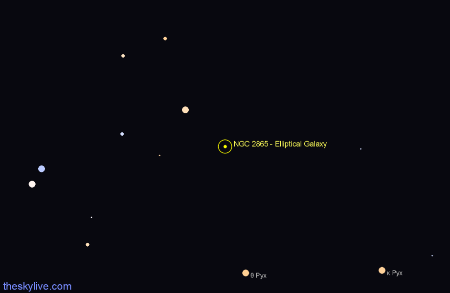 Finder chart NGC 2865 - Elliptical Galaxy in Hydra star