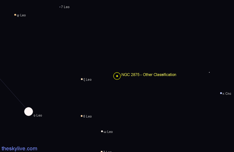 Finder chart NGC 2875 - Other Classification in Leo star