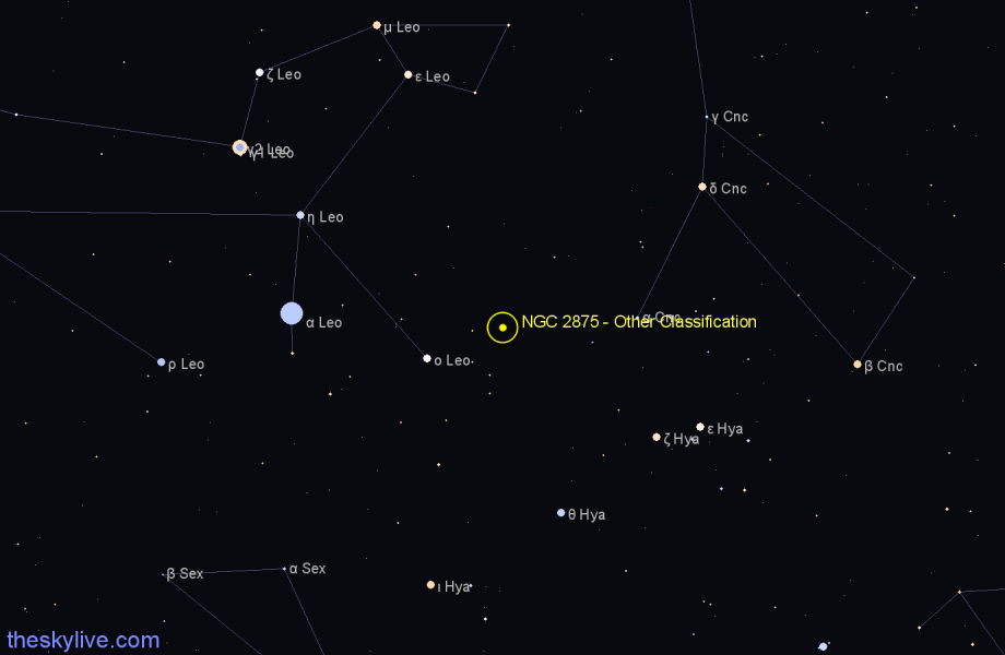 Finder chart NGC 2875 - Other Classification in Leo star