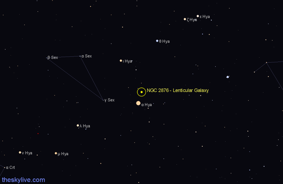 Finder chart NGC 2876 - Lenticular Galaxy in Hydra star