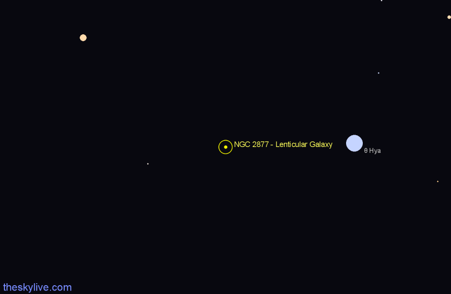 Finder chart NGC 2877 - Lenticular Galaxy in Hydra star