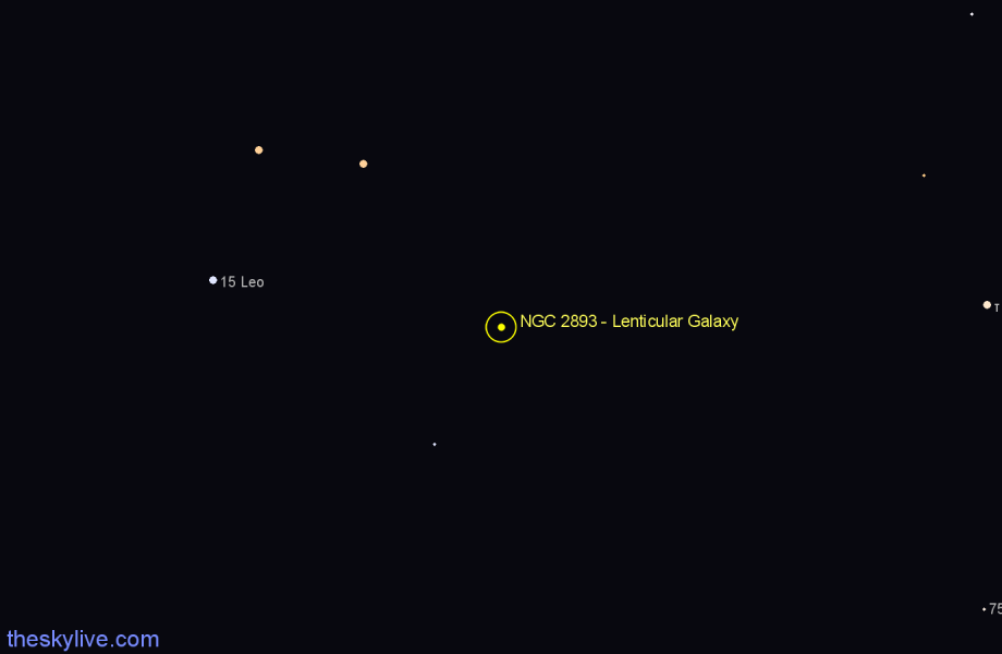 Finder chart NGC 2893 - Lenticular Galaxy in Leo star