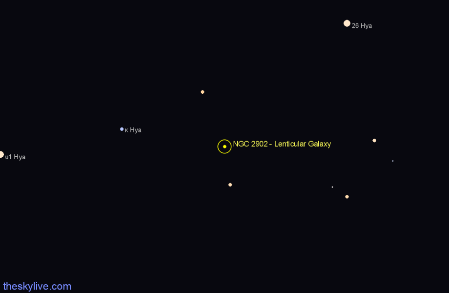 Finder chart NGC 2902 - Lenticular Galaxy in Hydra star